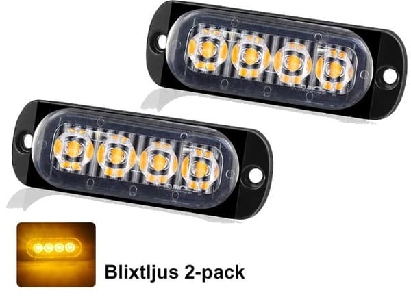 Markeringsljus, blixtljus, orange LED-lampor, 2-pack, 12V/24V Orange