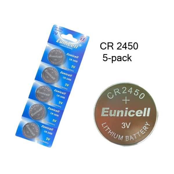 CR2450 5-pack Lithium batteri CR 2450 3V Eunicell batterier