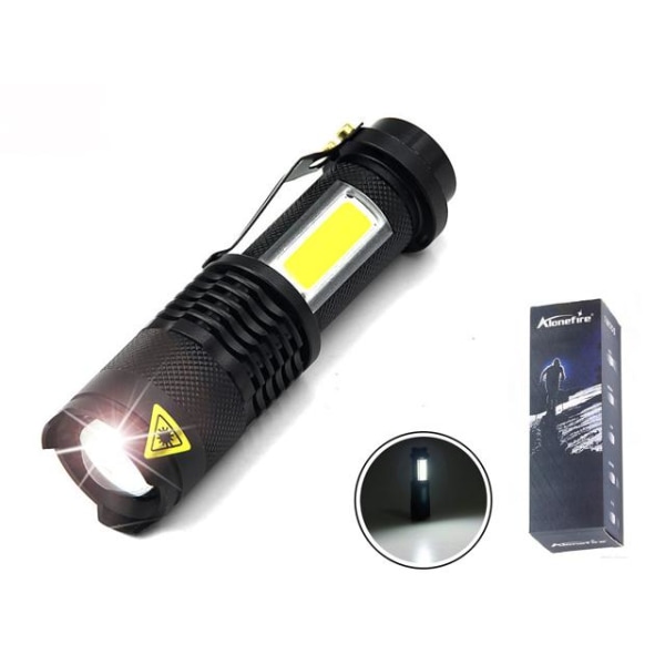 Led ficklampa 3W XP-E Q5 led 300 Lumen + COB + Zoom