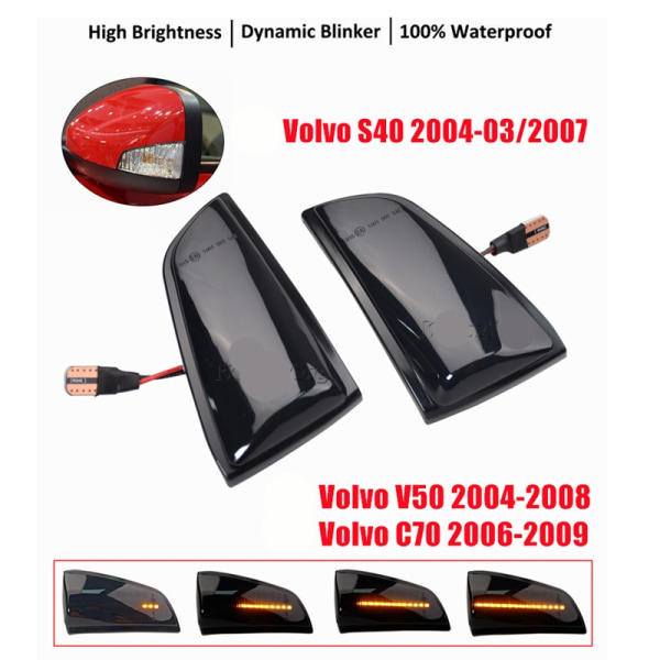 Led dynamisk blinkers Volvo S40 2004-07  V50 2004-08 C70 2006-09 Svart