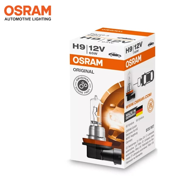 Osram H9 ORIGINAL 65w halogen lampor 12v DC   PGJ19-5  1st Metall utseende