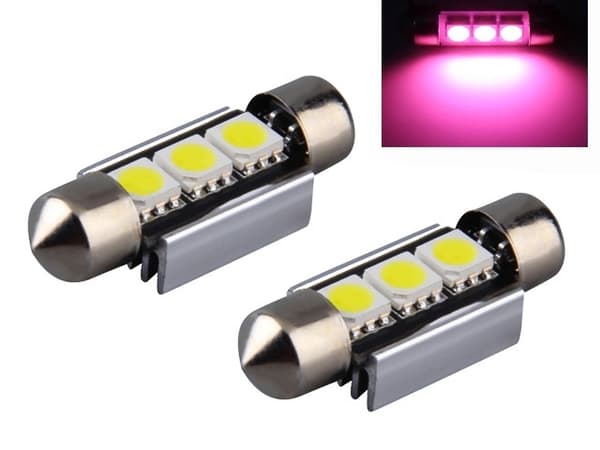 C5W SV8.5 LED-lampa Canbus, 36 mm, lila, 2-pack. Pink 36mm Pink 2-pack