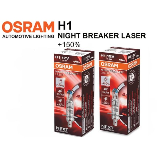 Osram H1 +150% NIGHT BREAKER LASER halogen premium P14.5s Metall utseende