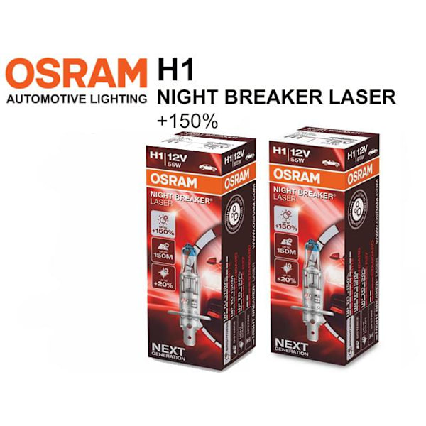 Osram H1 +150% NIGHT BREAKER LASER halogen premium P14.5s Metall utseende