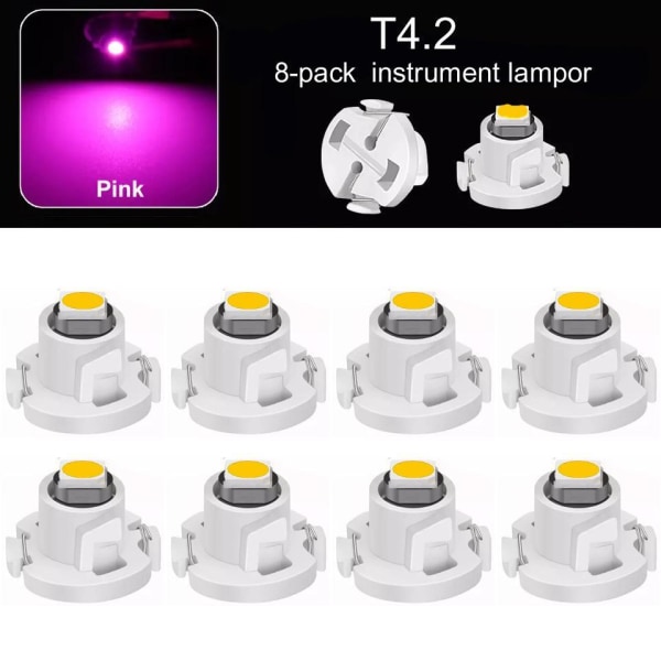 T4.2 T4 Neo Wedge 5-pack med led chip instrument belysning Lila/Pink 8-pack