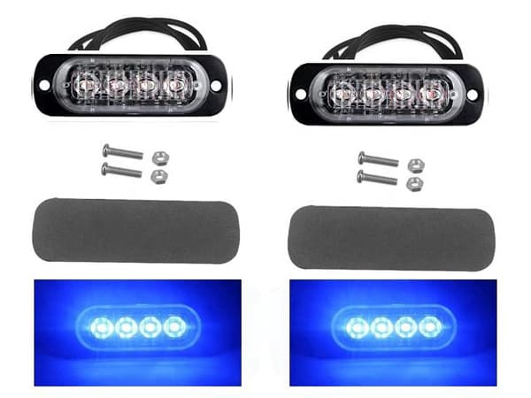 Markeringsljus blå blixtljus LED-lampor 2-pack 12V/24V Blå
