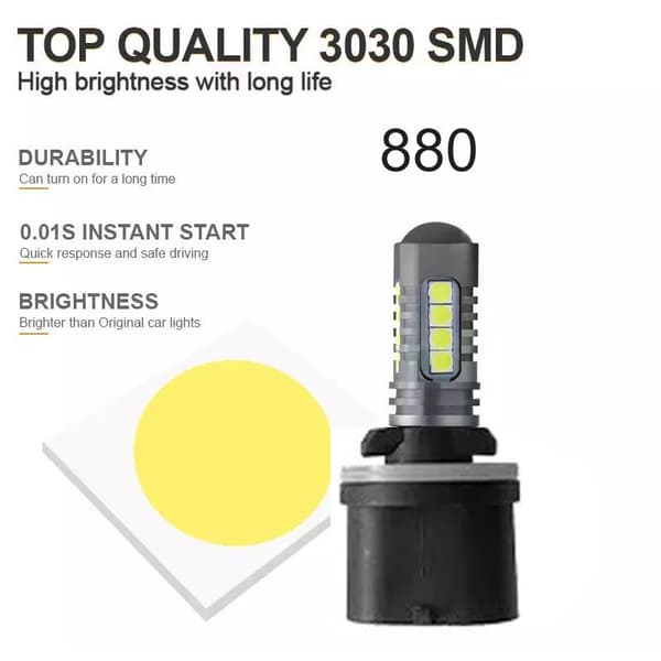 880 H27 Dimljus 500 lumen LED 6000K med 18 st 3030 SMD-chip, 2-pack Silvergrå