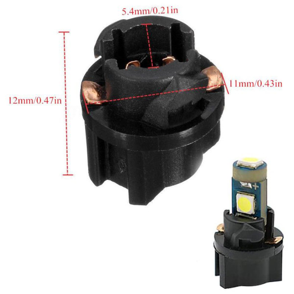T5  socklar adaptor 8-pack lamphållare instrumentbelysning Svart