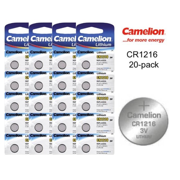 CR1216 20-pack Lithium batterier Camelion CR 1216 3V batteri Silver