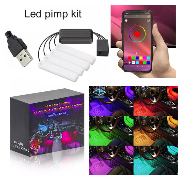 Led pimpkit med App.kontroll styling set med 4 ledmoduler multifärg