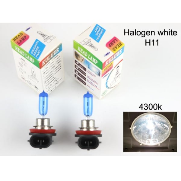 H11 4300k white halogen 55w lampor Vit