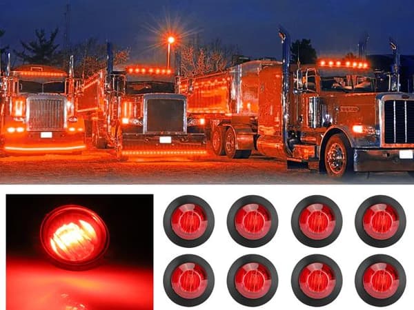 Markeringsljus, positionsljus, röda LED-lampor, 8-pack, 12V Röd