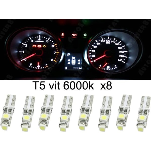 T5 Led 8-pack vit 1210smd W2x4.6d W2.1.x4.9d W1.2W W2.3W vita 6000k Vit