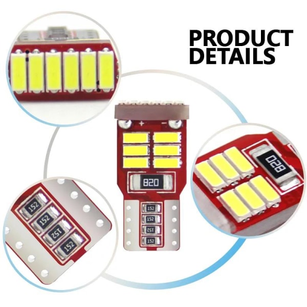 T10 w5w Canbus Vita 4-pack Led lampor m. 18st 4014smd chip Röd