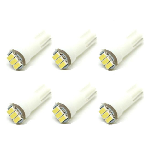 T5 6000k 6-pack Led 3st 4014SMD chip W2x4.6d W2.1.x4.9d W1.2W W2.3W Vita 6000k 6-pack