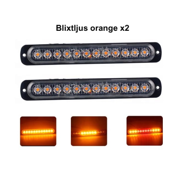 190mm blixtljus markeringsljus orange 2-pack 12-24v led strobe Orange