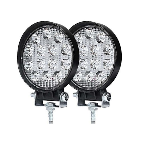 2x 42w Led 2800 lum arbetsljus - backljus 12v - 24v 6000K flood Svart
