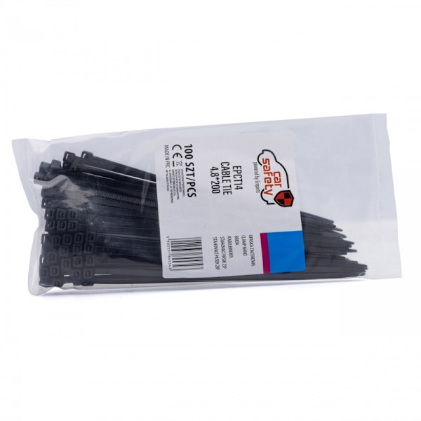 Buntband 4,8mm x 200mm 100-pack Carsafety Svart