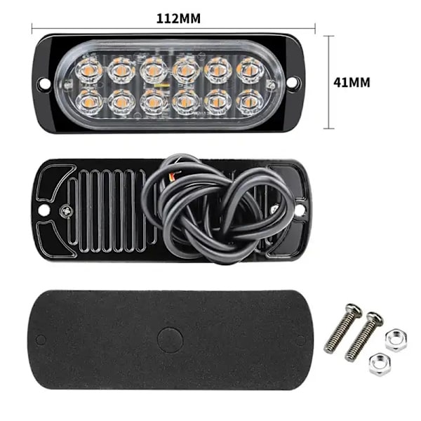 12-led markeringsljus blixtljus orange ledlampor 2st 12v 24v led Orange