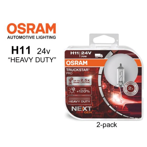 Osram H11 +120% 24volt 70w halogen premium lampor PGJ19-2  2st Metall utseende