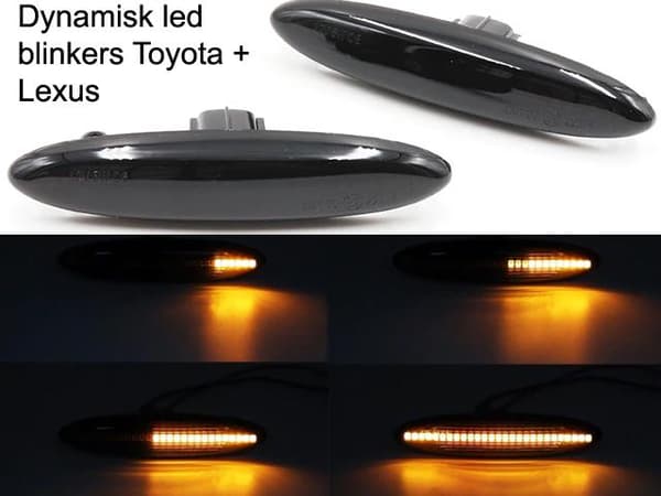 LED dynamisk sidoblinkers Toyota Lexus Smoke lens  2-pack Svart
