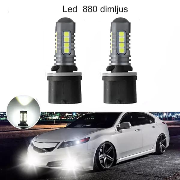 880 H27 Dimljus 500 lumen led 6000K m. 18st 3030smd chip  2-pack Silvergrå