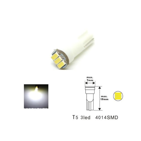 T5 6000k 6-pack Led 3st 4014SMD chip W2x4.6d W2.1.x4.9d W1.2W W2.3W Vita 6000k 6-pack