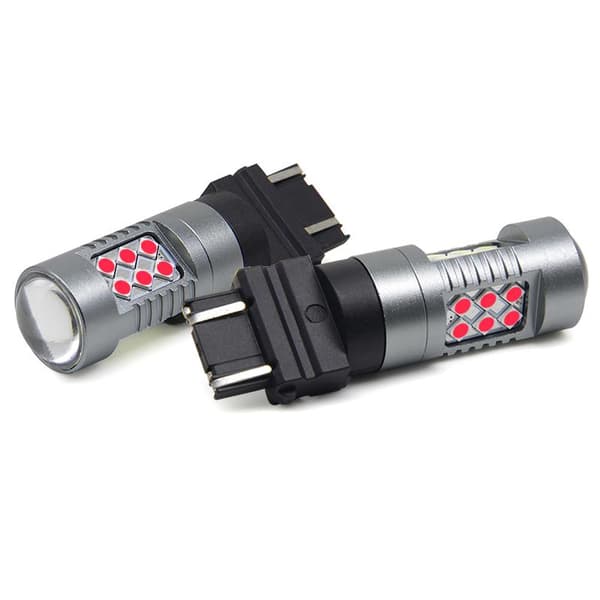 3157 Röd p27/7w Led med 24st 3030smd 2-pack bak bromsljus Silvergrå