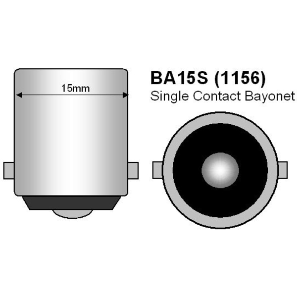 Ba15s r5w r10w 1156 Led lampor m. 1w cob chip 8000K 2-pack Silvergrå