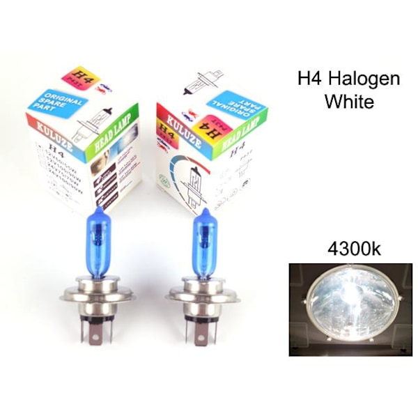 H4 4300k white halogen 55w / 60w  lampor Vit
