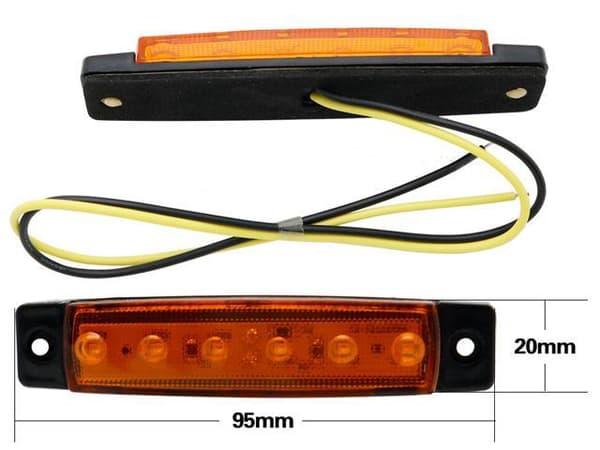 Markeringsljus 95mm position orange ledlampor 6-pack 12v 24v led Orange