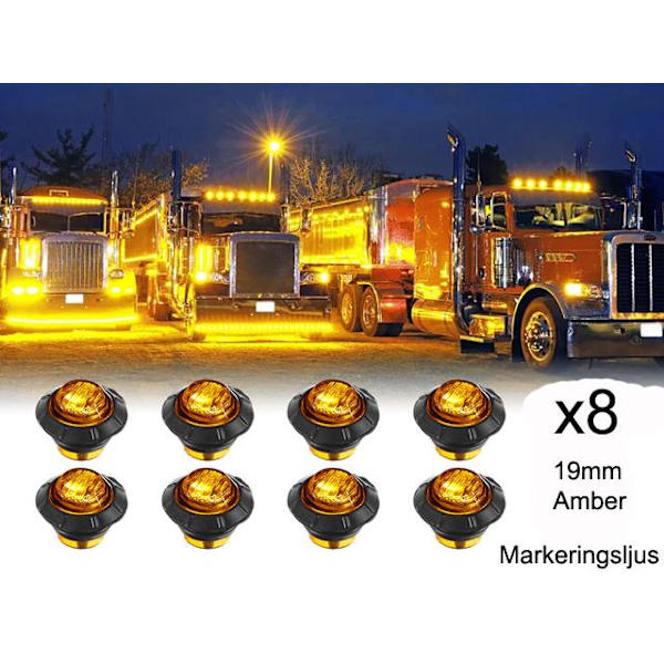 Markeringsljus 8st position Amber ledlampor 2-pack 12v led Orange