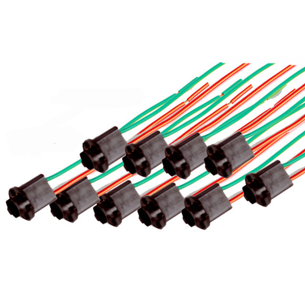 T10 w5w kontakter / socklar / adaptor  10-pack hård modell Svart