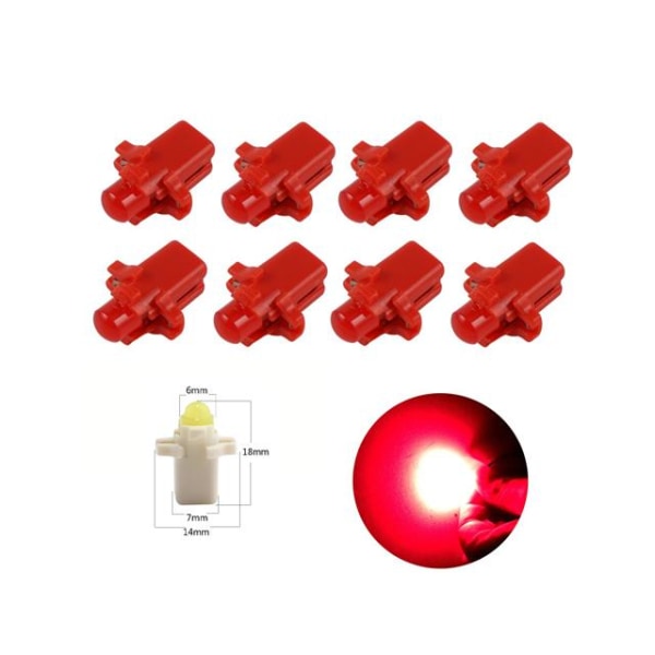 B8,3D röda Ledlampor med 1st COB ledchip 8-pack instrumentlampa Röd