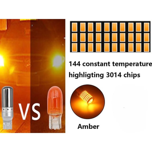 T20 7440 gul blinkers Canbus led lampor wy21w w21w diadem w3x16d Silvergrå