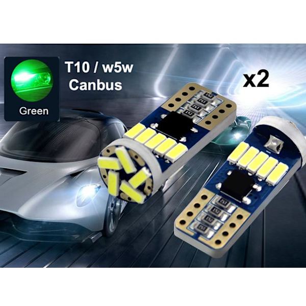 T10 w5w Canbus Grön 2-pack Led lampor med 15st 4014smd chip Grön