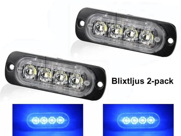 Markeringsljus blå blixtljus LED-lampor 2-pack 12V/24V Blå