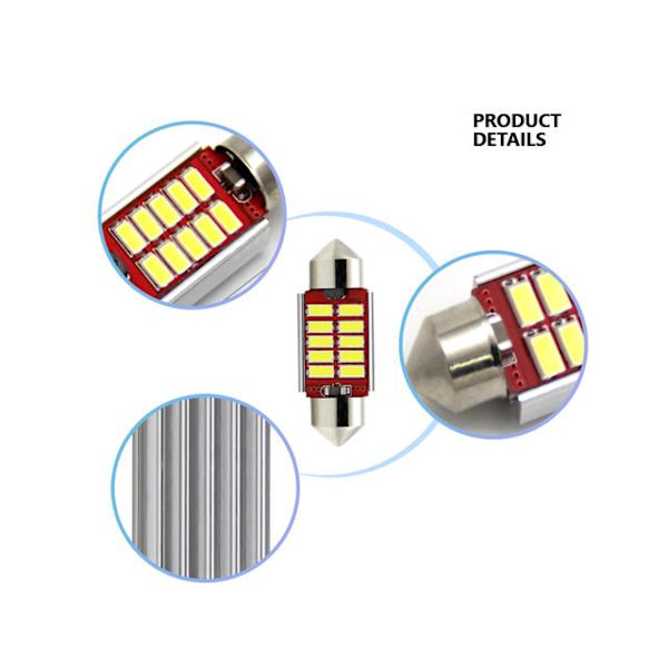 c5w canbus 39mm röd led spollampor SV8.5 festoon 2-pack 12v Röd