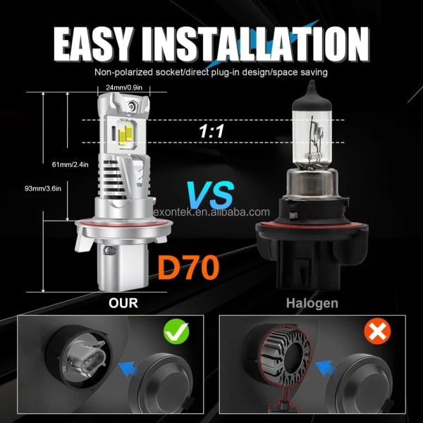 H13 Led halvljus + helljus 8500 lum 60w CSP chip 6000k kit