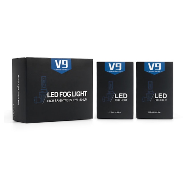 H7 V9-PRO 1500 lumen dimljus led lampor  2-pack 12v led Silvergrå