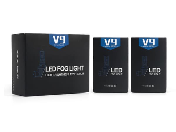 H7 V9-PRO, 1500 lumen, dimljus, LED-lampor, 2-pack, 12V Silvergrå