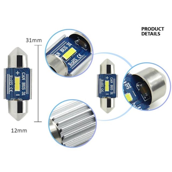 canbus c5w 31mm Led 400 lumen 6000K 2-pack festoon c10w Vit