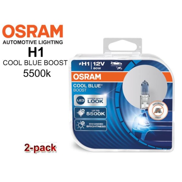 Osram H1 COOL BLUE BOOST 5500k halogen lampor 12v DC P14.5s Metall utseende