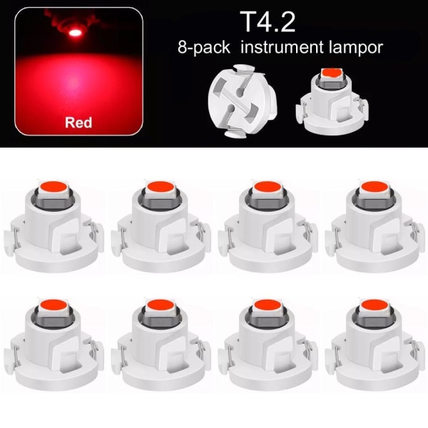 T4.2 T4 Neo Wedge 5-pack med led chip instrument belysning Röd 8-pack