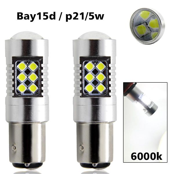 Bay15d 6000k p21/5w 1157 Led m 3030smd 2-pack position/bromsljus Silvergrå