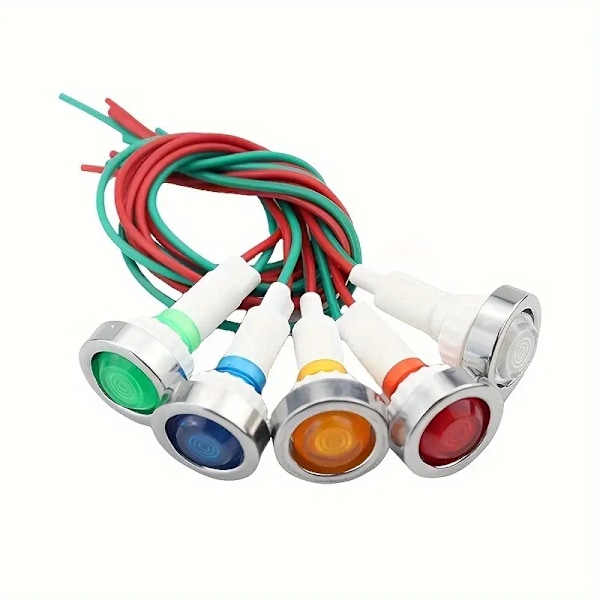 10mm 5 olika diodlampor för infällning panel varningslampor indikatorlampor 12v multifärg