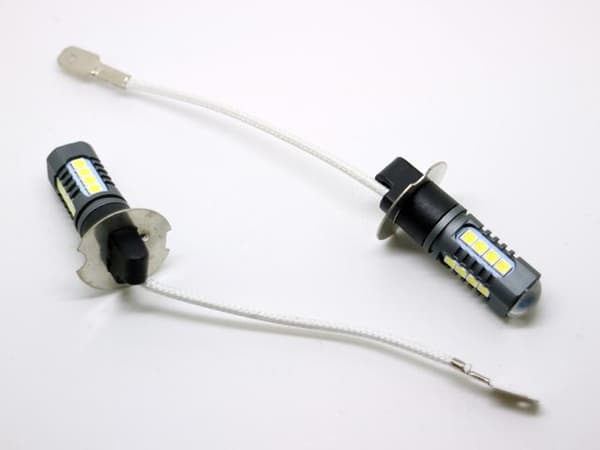 H3 Dimljus 500 lumen LED 6000K med 18st 3030 SMD chip,  2-pack Silvergrå