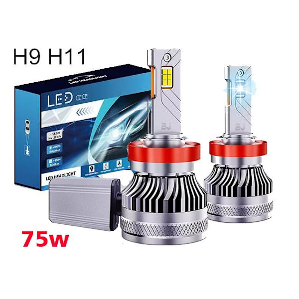 S12 75w H8 H9 H11 led kit 6500 lumen 6000k 2-pack multifärg