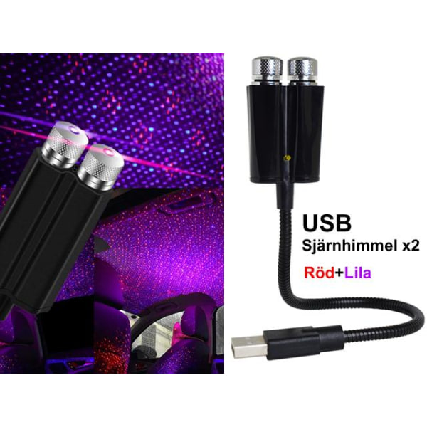 Led stjärnhimmel röd + lila USB  flash + voice + breath multifärg