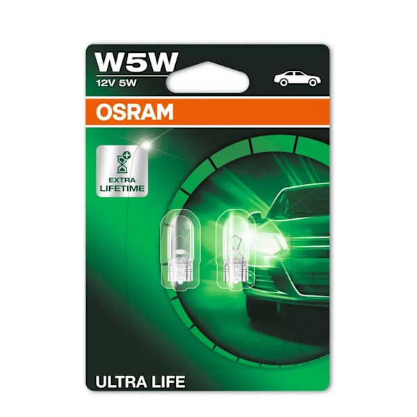 Osram T10 w5w ULTRA LIFE 2-pack Original lampor position mm W2.1x9.5d Guld